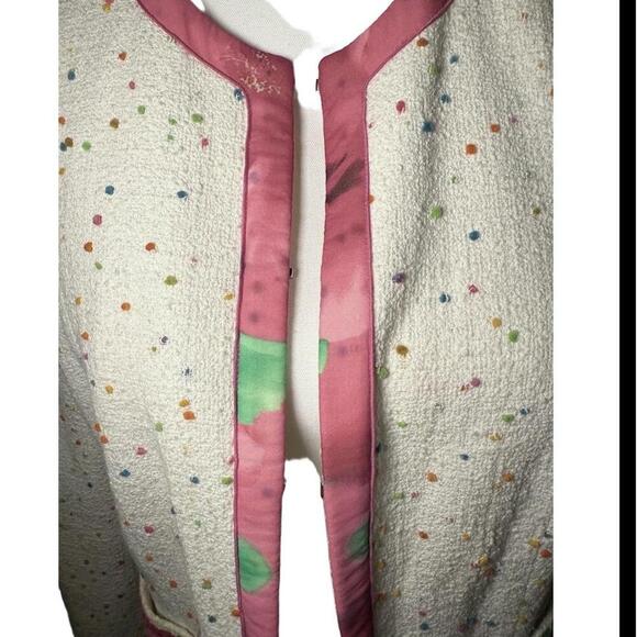 ESCADA Jacket Womens Size 42 Cream Multi Color Tweed Boucle - Picture 7 of 7